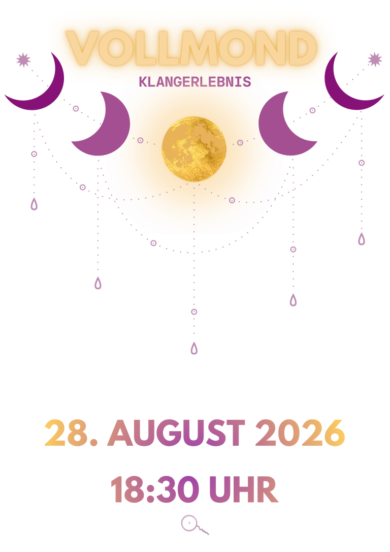 Vollmond-Event am 3. April 2026, 17:00 Uhr, dekoriert mit Mondmotiven.