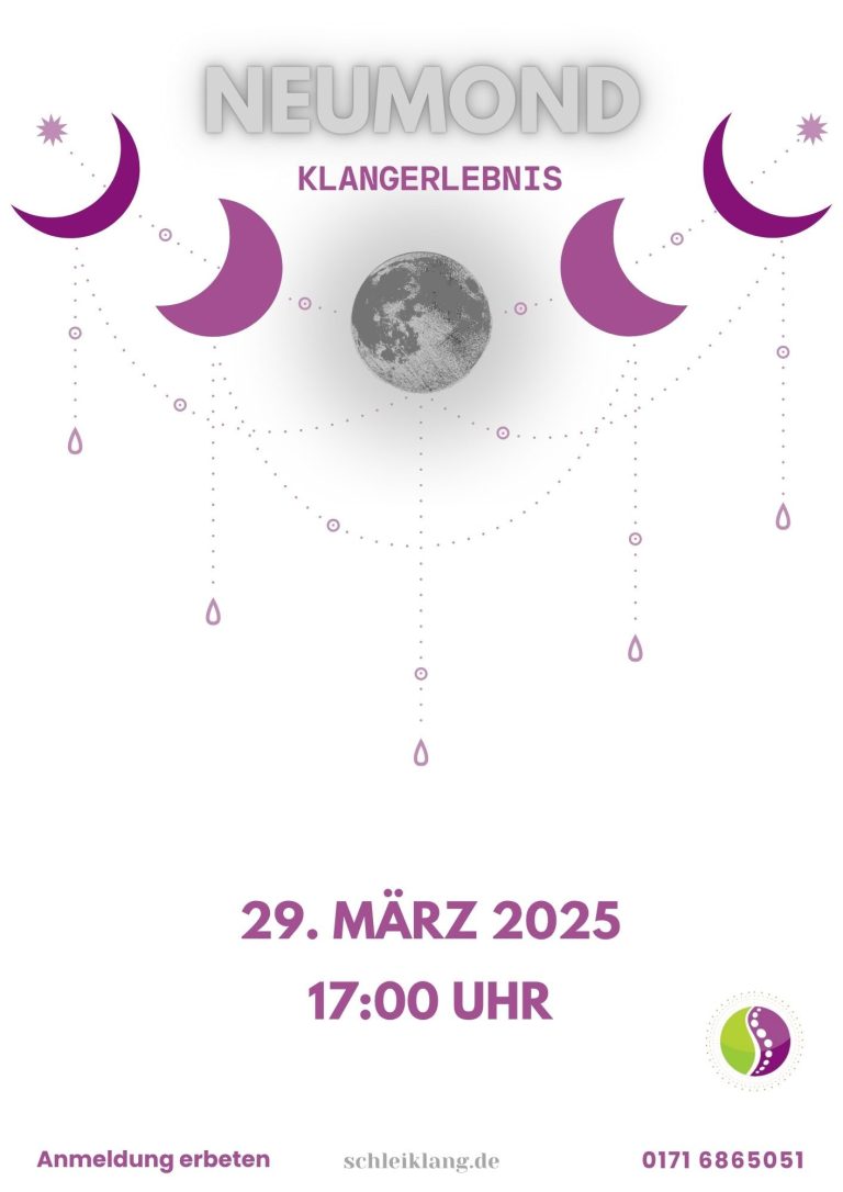 Plakat für Vollmond-Event am 13. April 2025, mit Mond und dekorativen Monden.