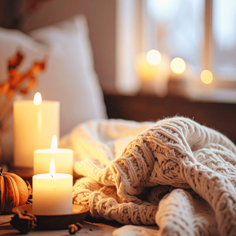 Brennende Kerzen und warme Decke – Abendritual für Rückzug