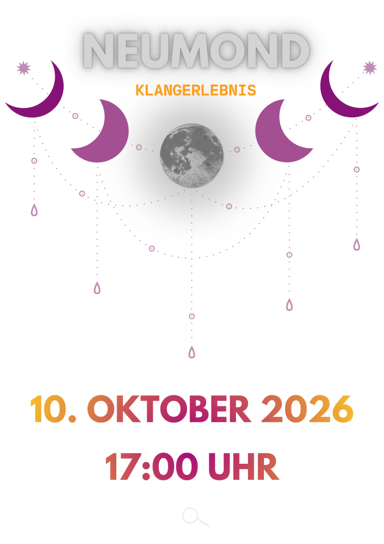 Schleiklang - Mond Klangerlebnis Vollmond-Event am 3. April 2026, 17:00 Uhr, dekoriert mit Mondmotiven.